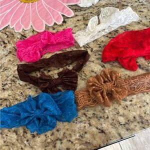 6 assorted Baby girl lace headbands
